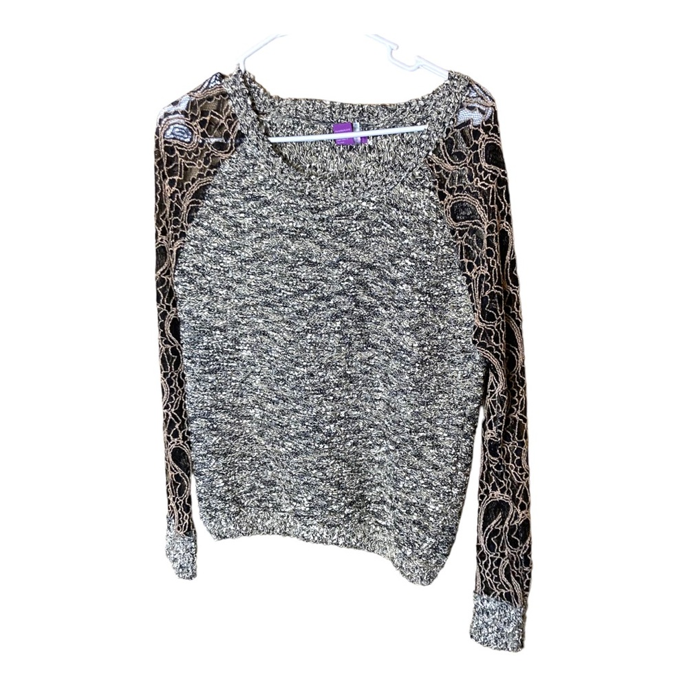 Olivia M sweater Mixed Media Gray & Black Size Medium